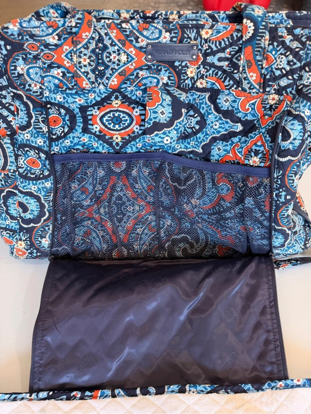 Vera Bradley Stroll Around Baby bag -Quilted Bag in Navy, Teal & Coral Paisley